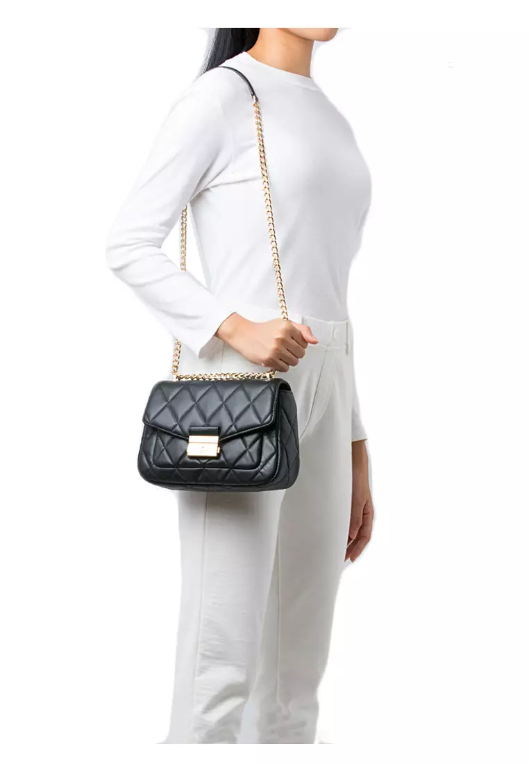 Carey Small Flap Shoulder Bag - Black