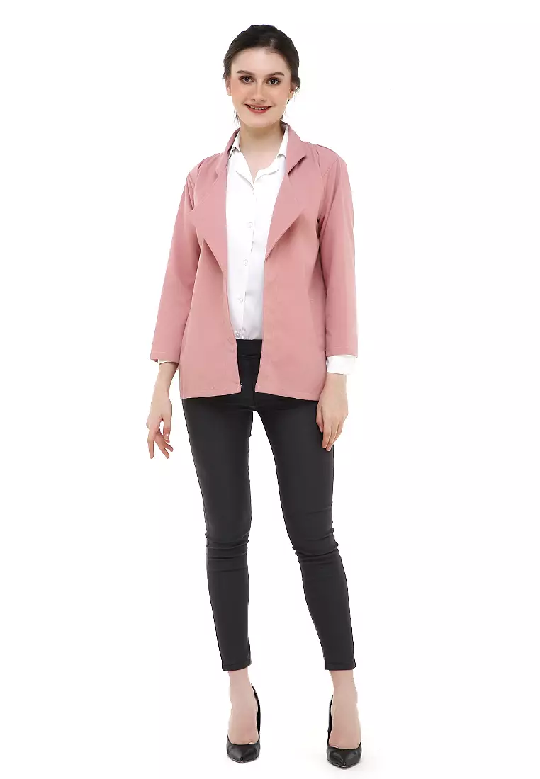 Blazer Wanita Casual Suit Material Baby Canvas ORIGINAL - Pink