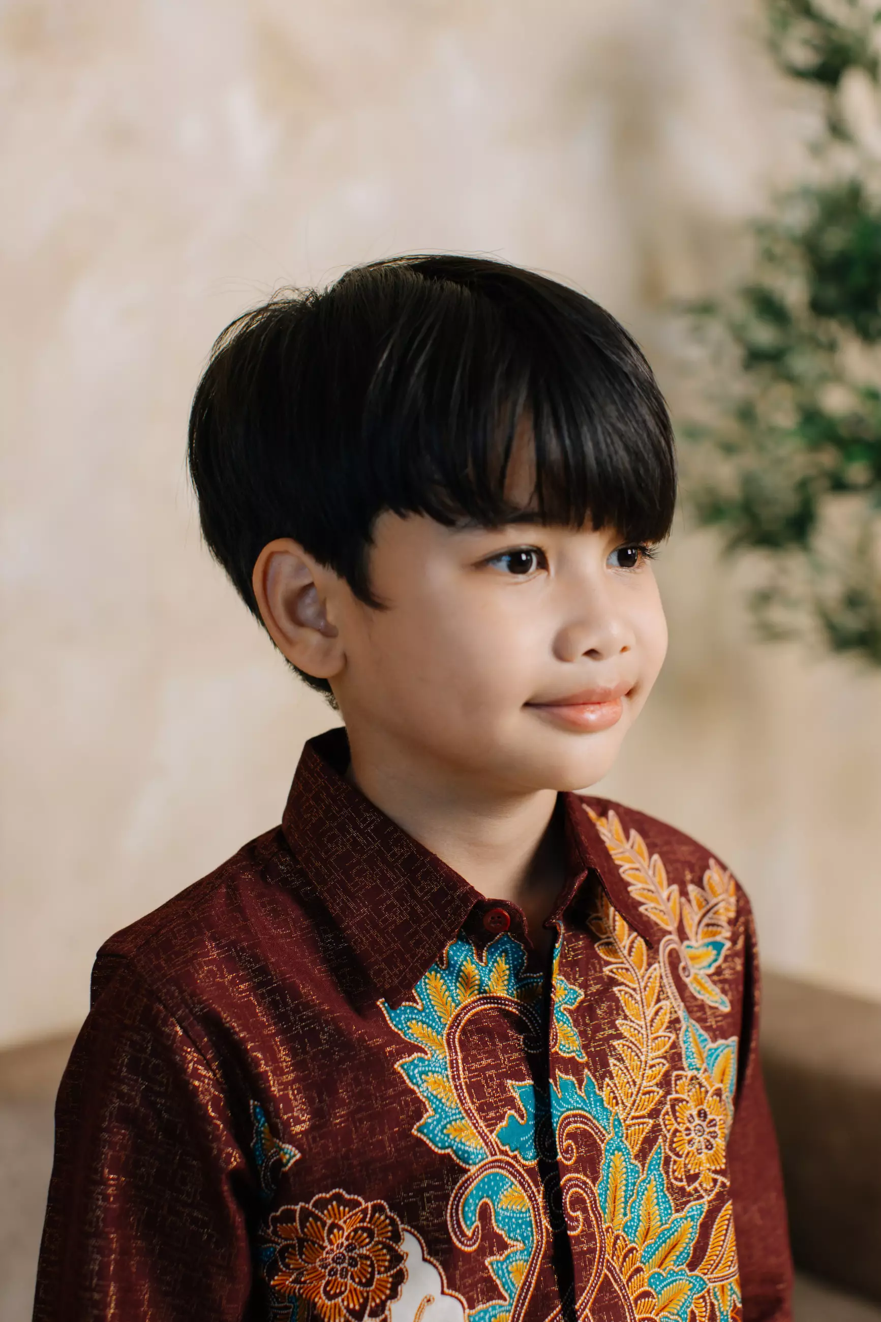 Adyatma Adhiwangsa Maroon Kemeja Batik Anak Pria Kemeja Batik Anak Cowok Katun Foil