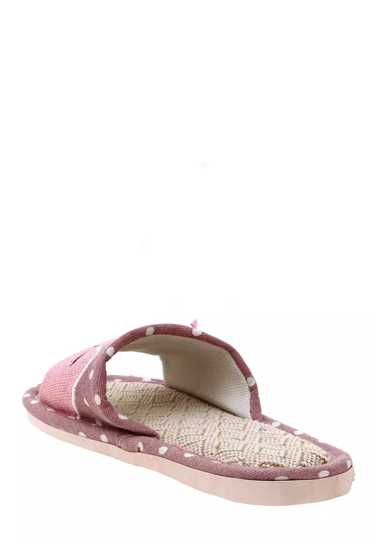 Asher Sandal Selop Wanita Cute Indoor Colorful Design Size 37-38 Material Kain ORIGINAL - Pink