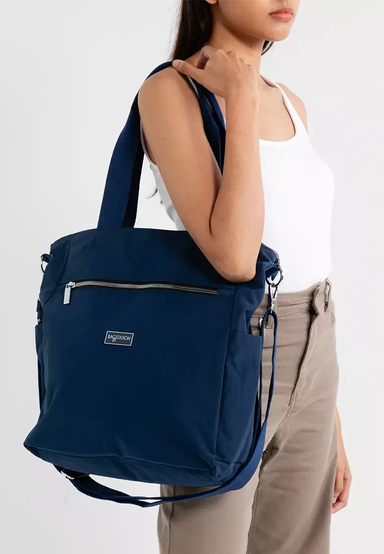 Metallic Series Crinkle Nylon Convertible Tote Bag