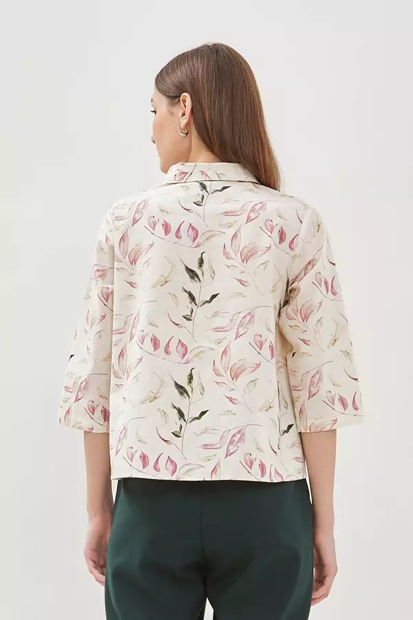 Minimal Mayas Floral Blouse - Light Beige