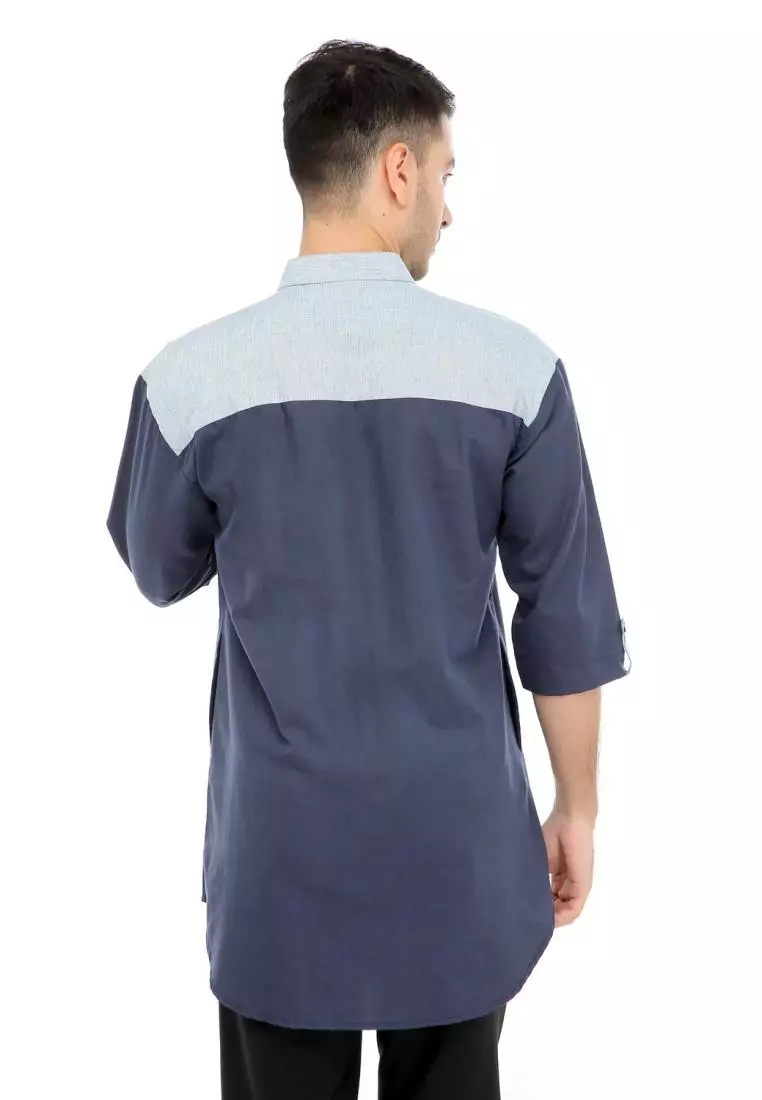 Baju Koko Gamis Muslim Pria Luqman - Navy