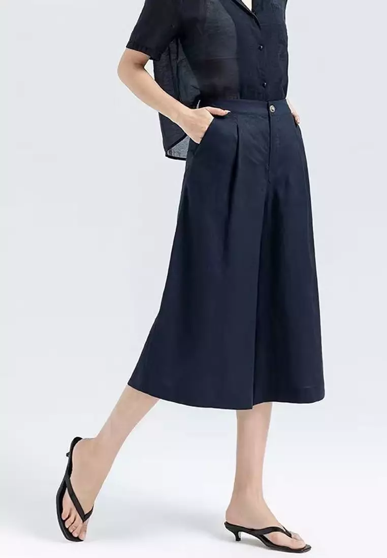 Crimped Cotton-flax Wide-legged Pants RZ-C138