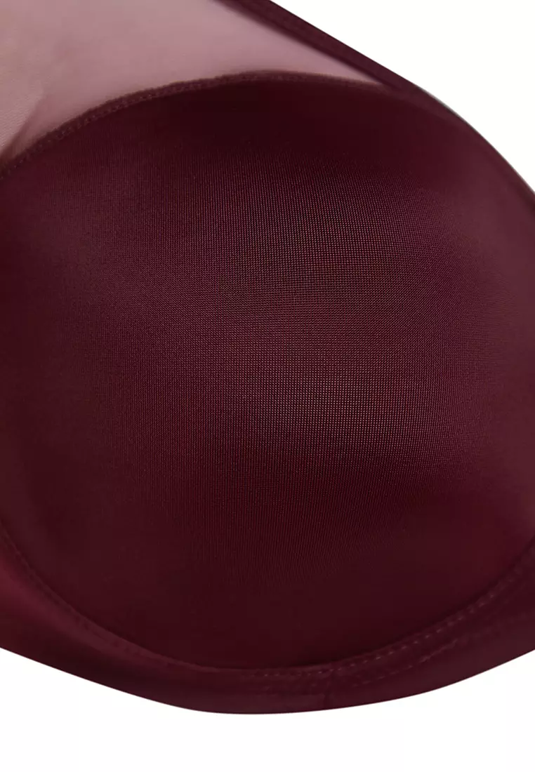 Plus Size Mesh Detailed Covered Contouring Bra