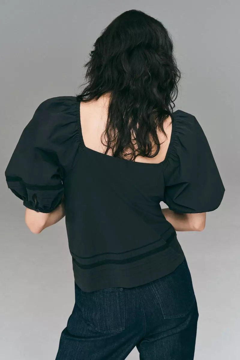 Pintucked cotton blouse