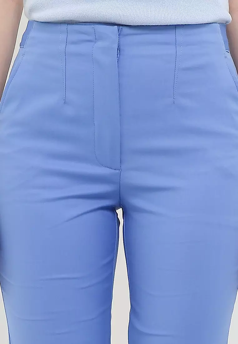 Cotton Blend Slim Fit Ankle Grazer Trousers