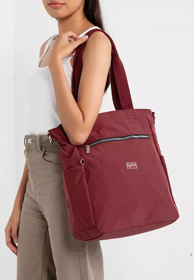 Metallic Series Crinkle Nylon Convertible Tote Bag