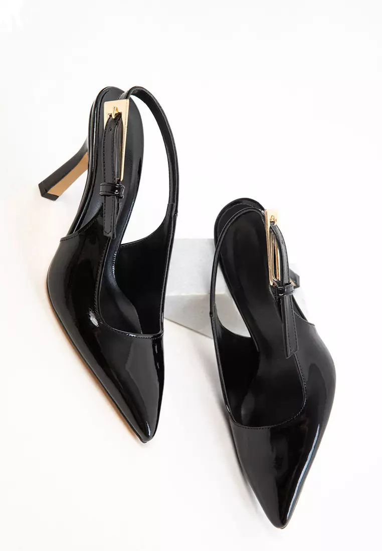 Black Patent Leather Women's Classic Heeled Shoes 20801