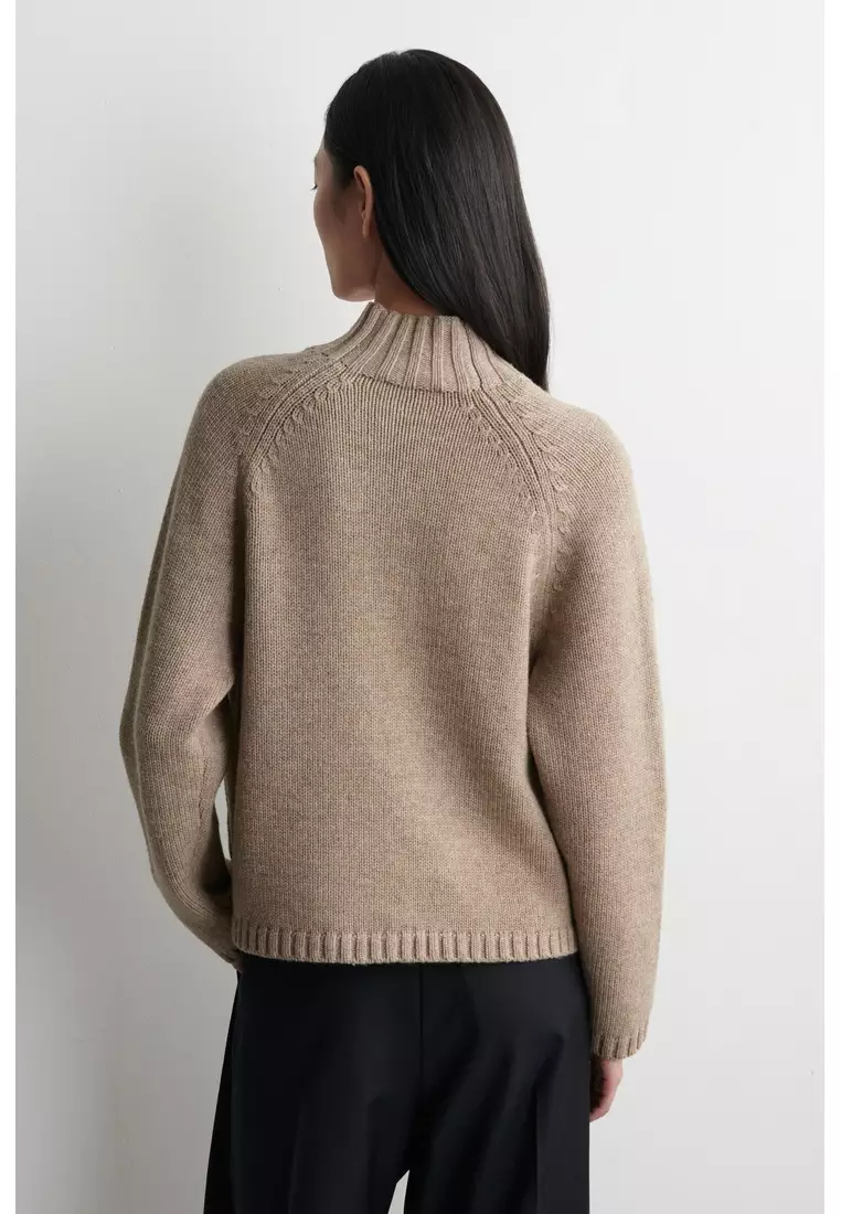 MERINO WOOL FUNNEL-NECK CARDIGAN