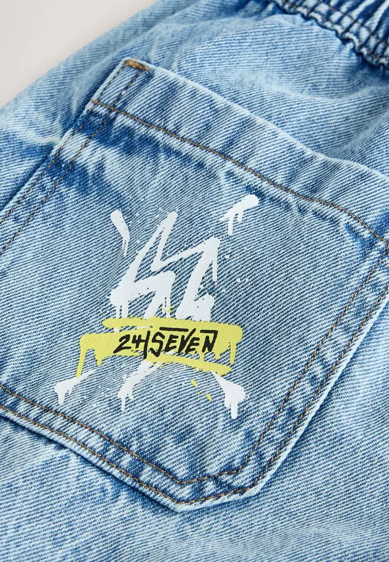 Pull on Denim Graffiti Jeans