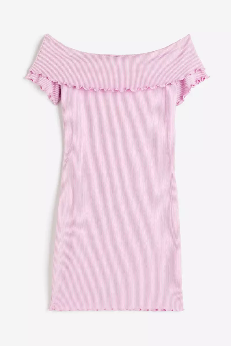 Ribbed off-the-shoulder dress