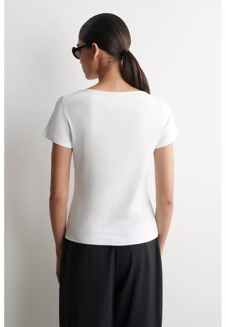 SLIM BOAT-NECK COTTON T-SHIRT