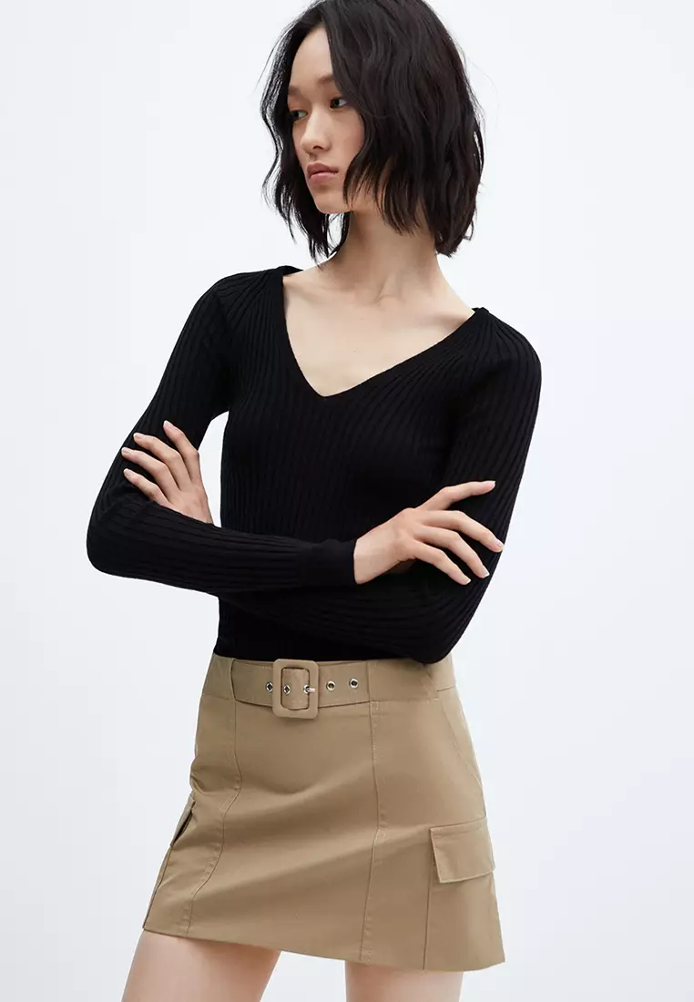 Ribbed knit sweater sale mango