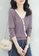 A-IN GIRLS purple Stylish V-Neck Contrast Color Knitted Sweater 3679FAA3CC2CADGS_4