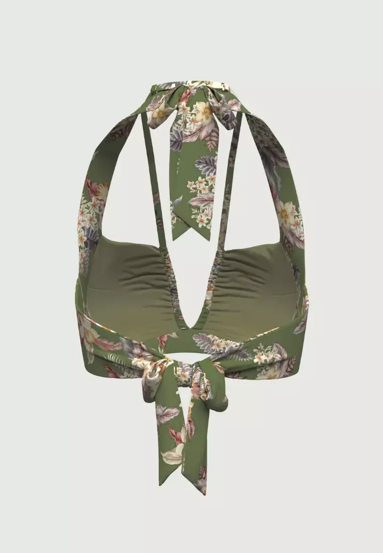 Desert Tropics Olive Halter Bikini Top
