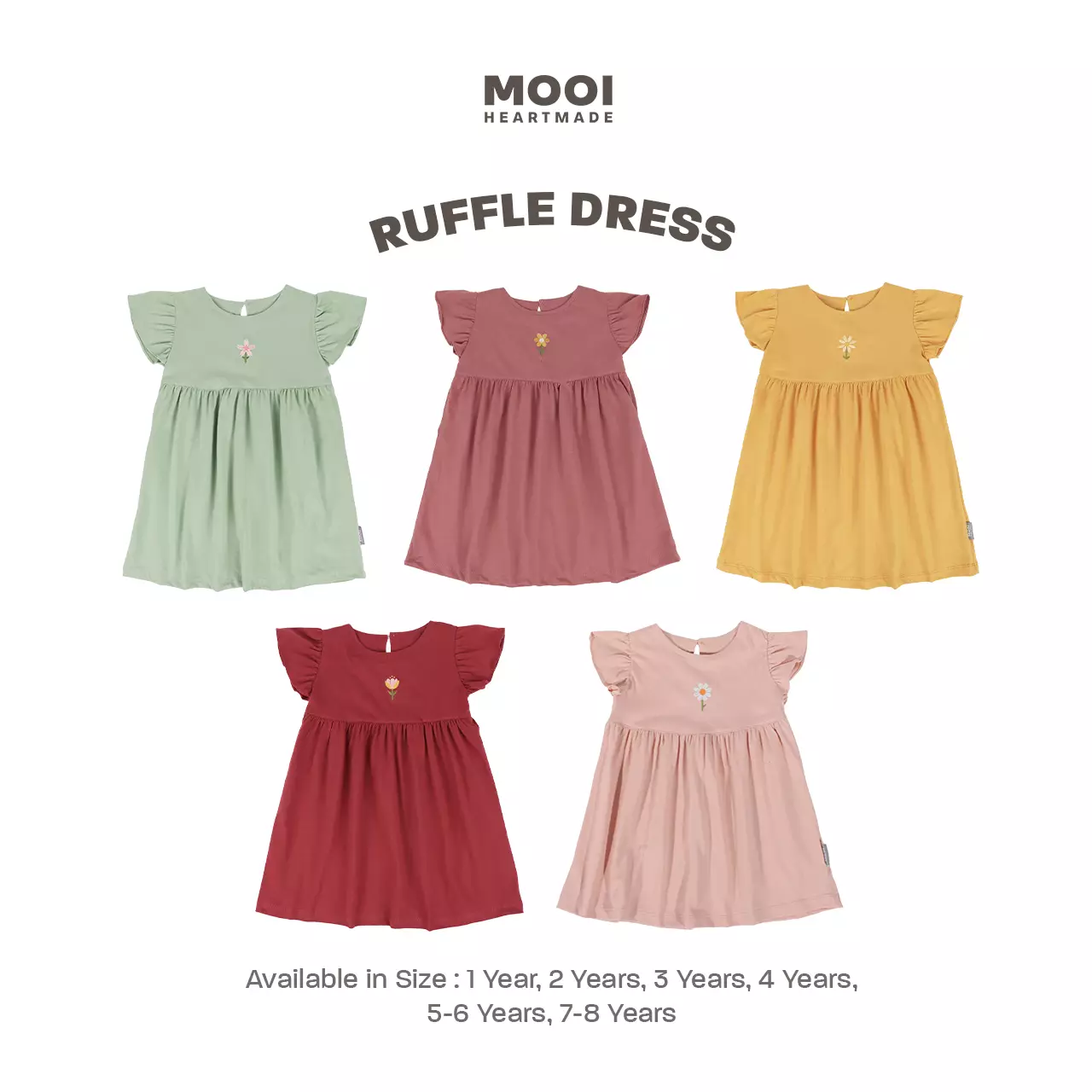 Mooi Dress Anak Perempuan Ruffle Dress - Berry Red