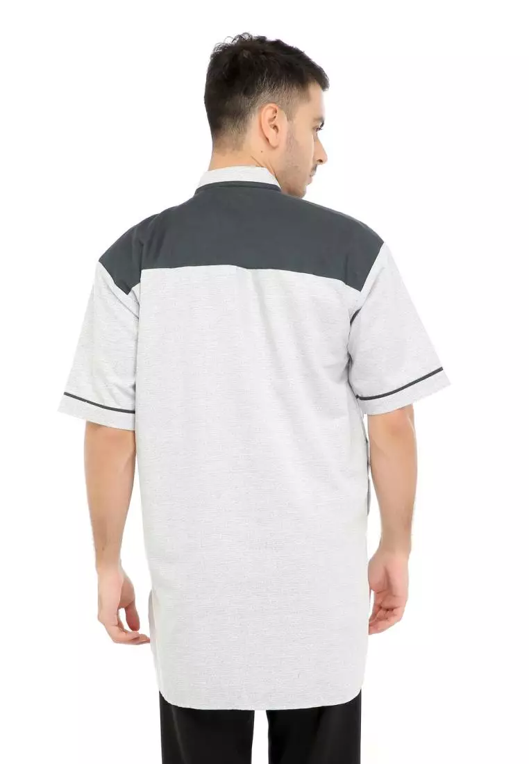 Baju Koko Gamis Muslim Pria Fawwaz - Silver