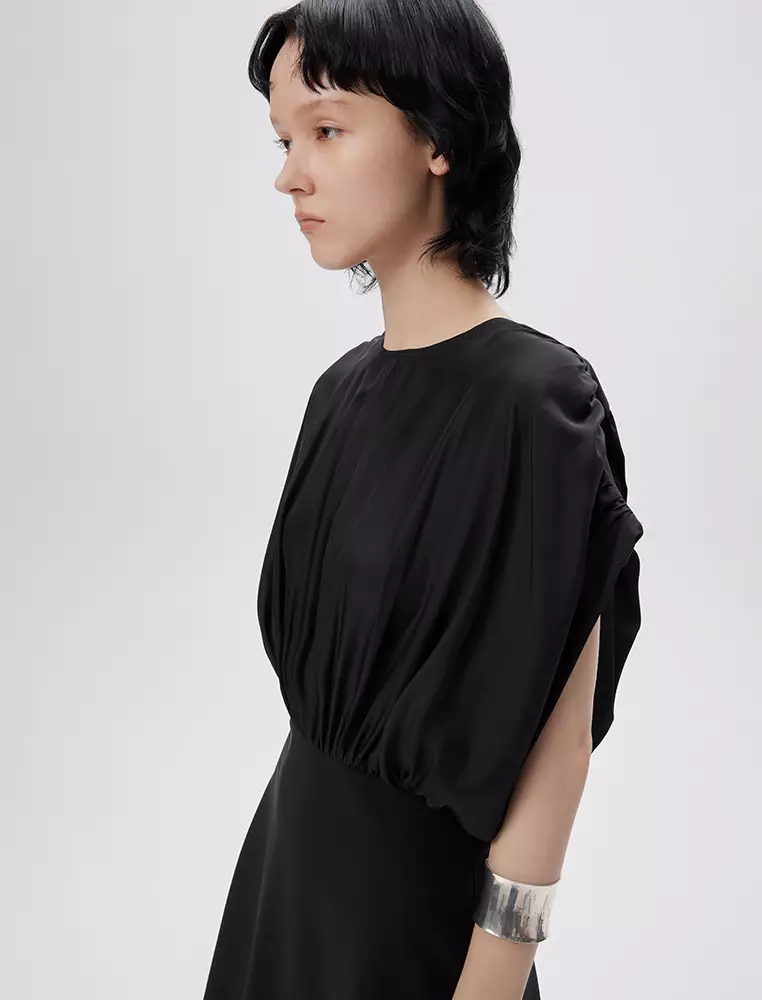 電力紡X型修身優雅無袖連衣裙