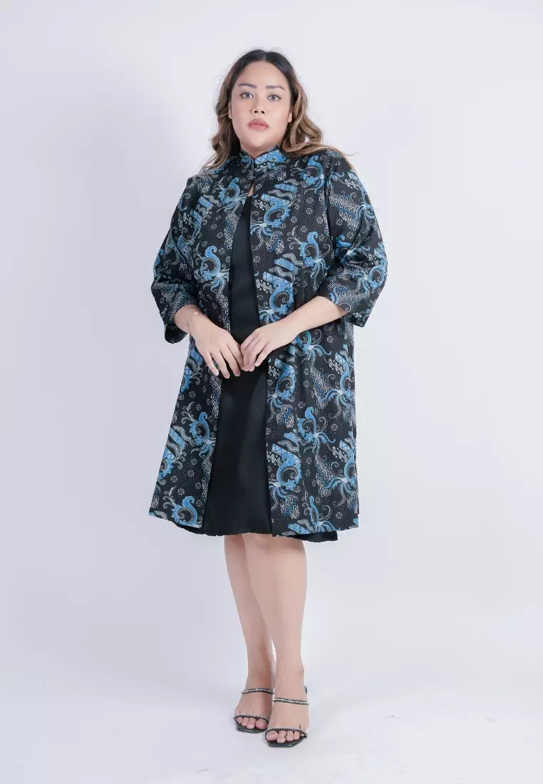plus size noia batik dress blue