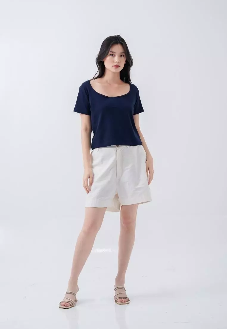 Mille fleur marcia crop top navy