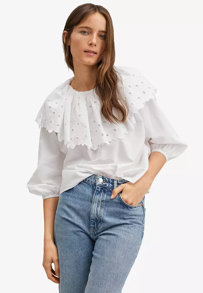 Ruffled 2024 cotton blouse