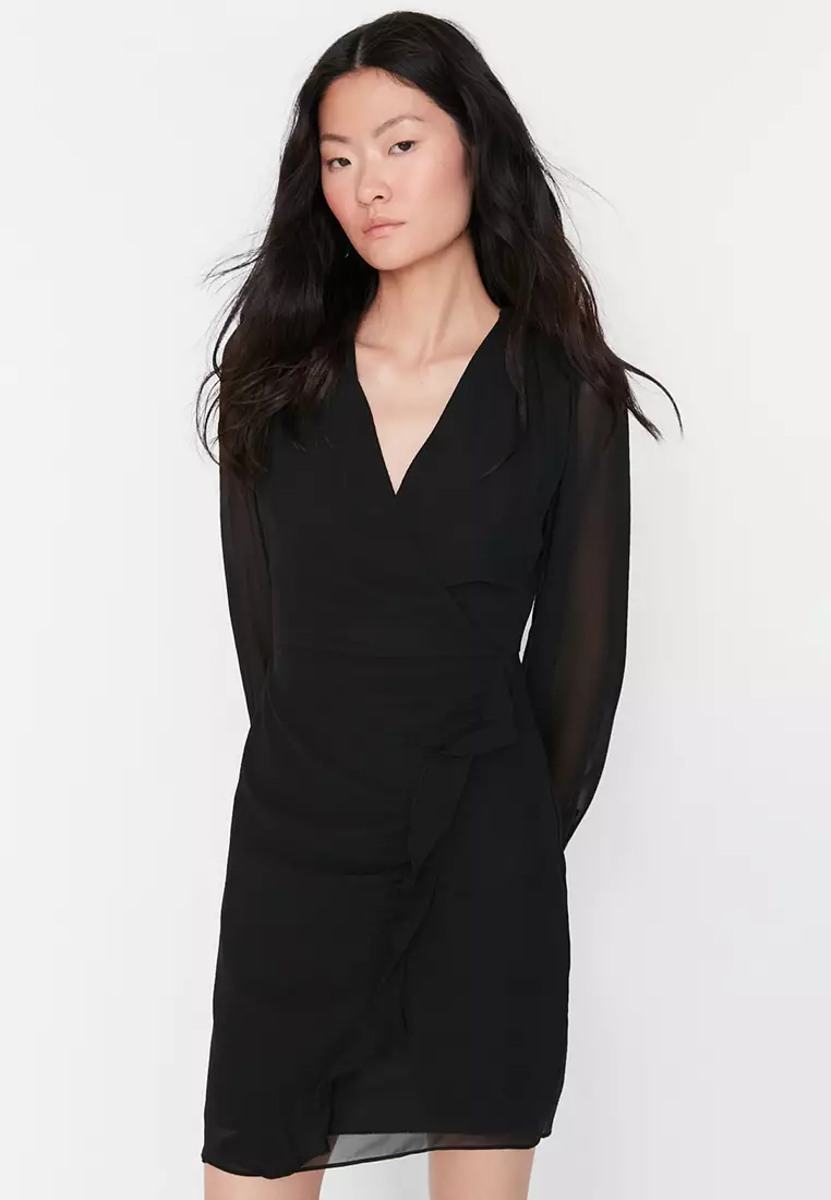Sheer wrap top with sleeves