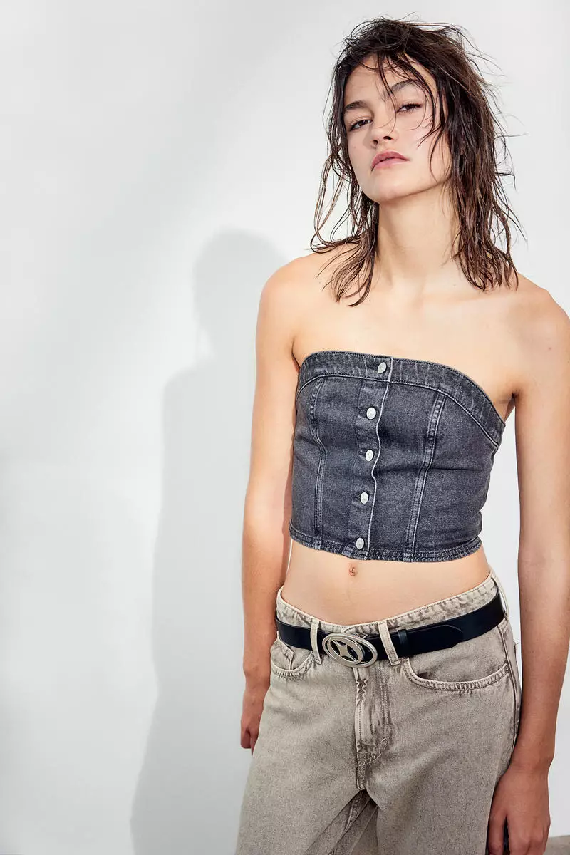 Denim bustier top