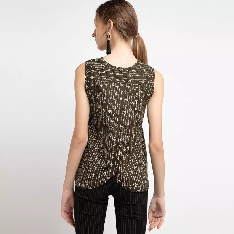 Orla Blouse In Olive Print