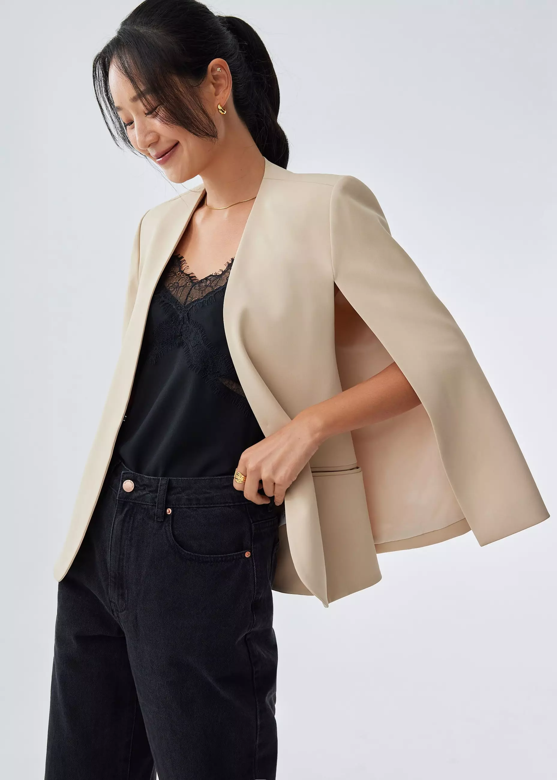 Blazer Wanita - Audrey Tailored Cape Blazer