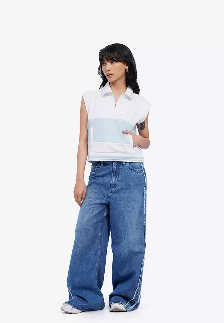 Logo Detail Sleeveless Polo Top