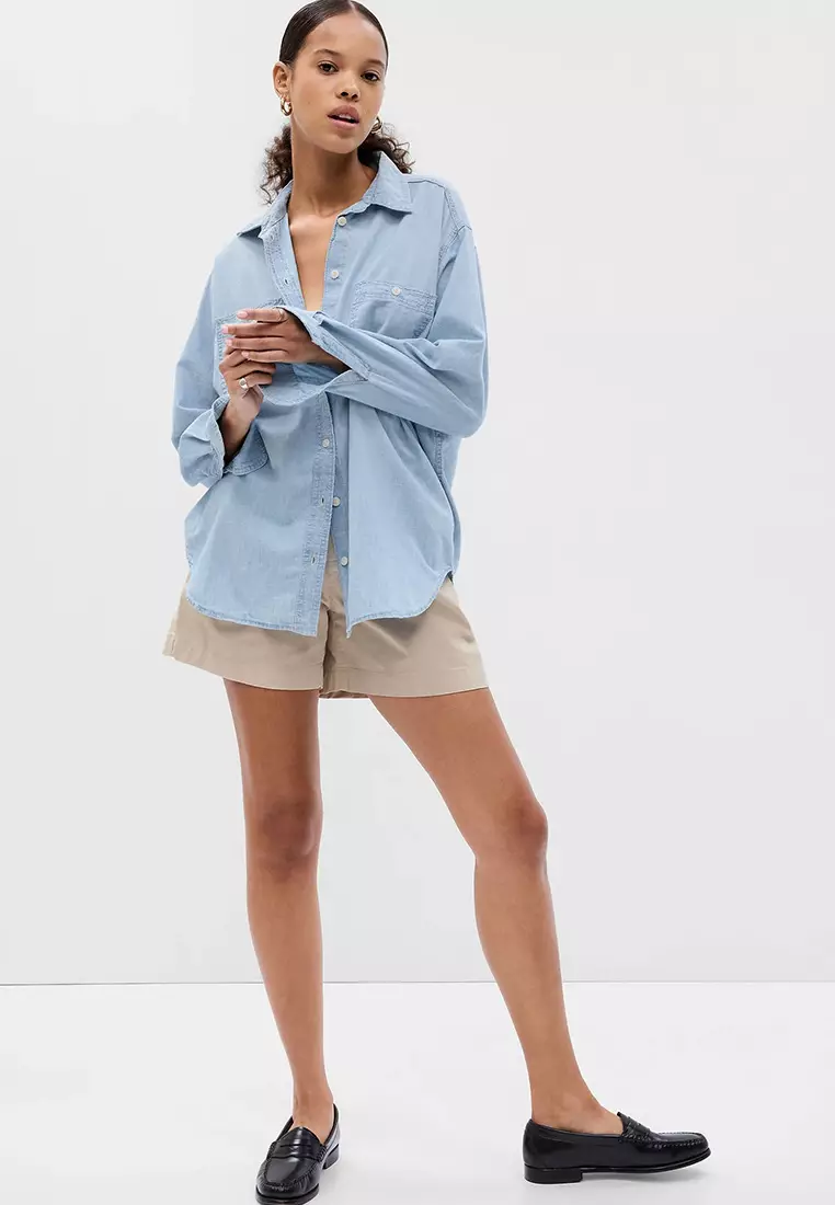 Buy Gap Chambray Denim Big Shirt with Washwell 2024 Online | ZALORA ...