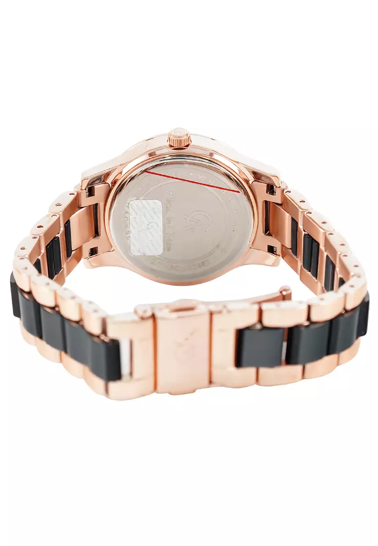 Alexandre Christie 2932 BFBRGGR - Jam Tangan Wanita - Rosegold Black - Stainless Steel Bracelet