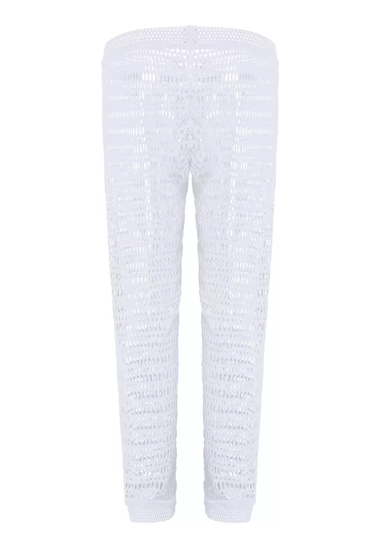 White crochet beach on sale pants