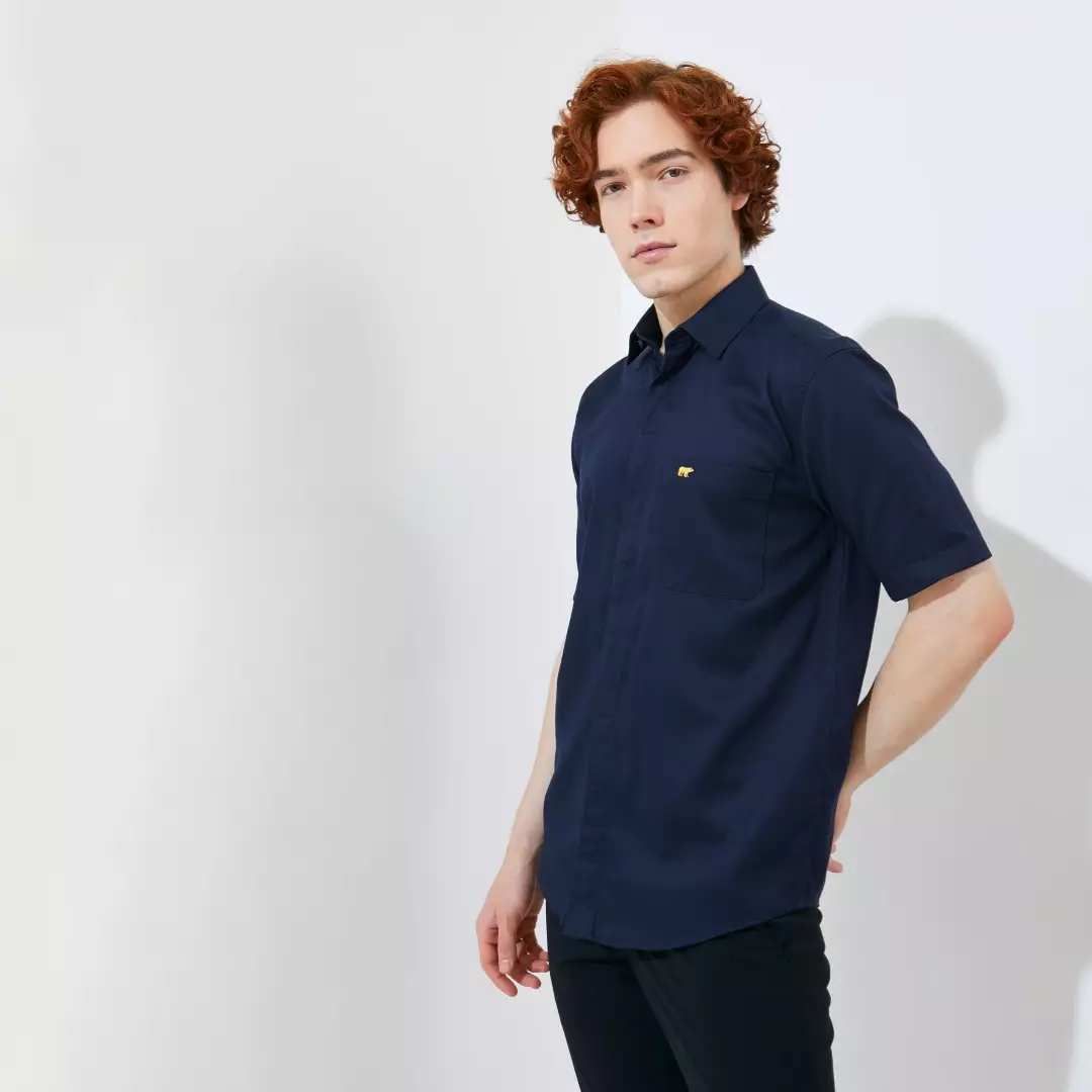 Jack Nicklaus Elwood Kemeja Pria Lengan Pendek Slim Fit Navy Colour Navy