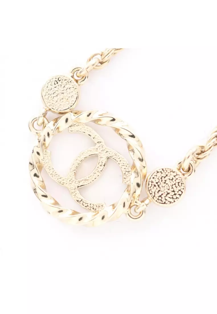 Pre-Loved Chanel coco mark necklace GP Rhinestone gold clear B23B
