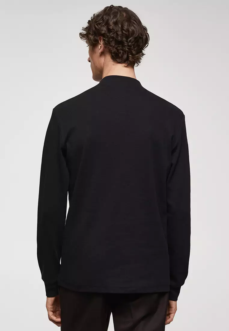 Buy MANGO Man Perkins Neck Long-Sleeved T-Shirt Online | ZALORA Malaysia