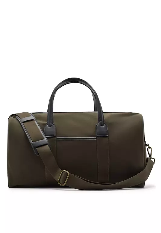 Combined Leather And Cotton Bowling Handbag