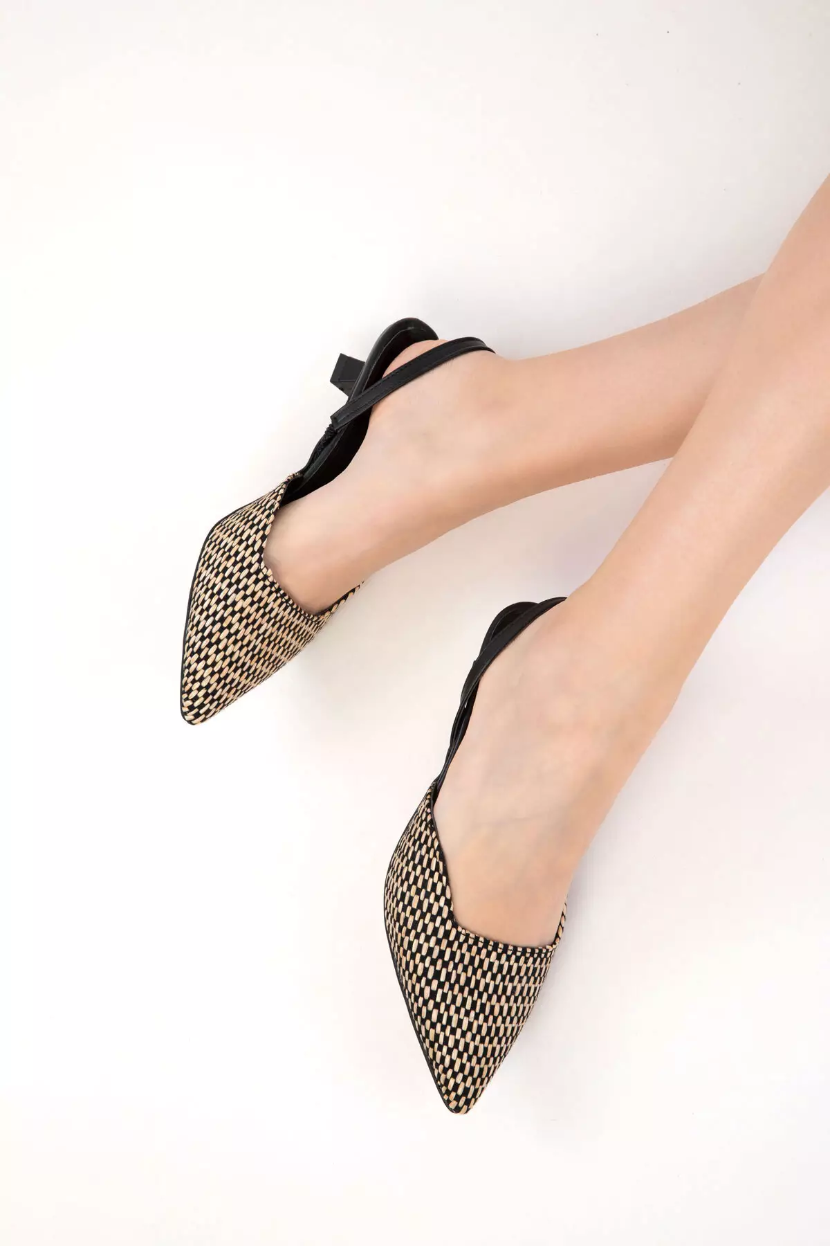 Black-Beige Women's Classic Heeled Shoes 20650