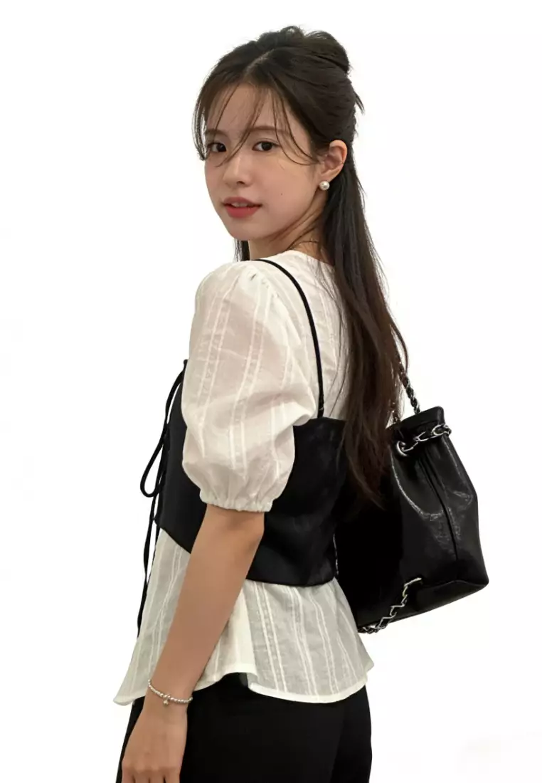 Square Neck Tie Front Camisole CA26031915BK