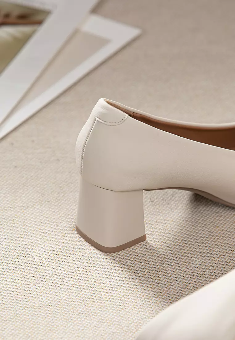 5.5CM Pleated Strap Microfiber Leather Pumps TH568-1