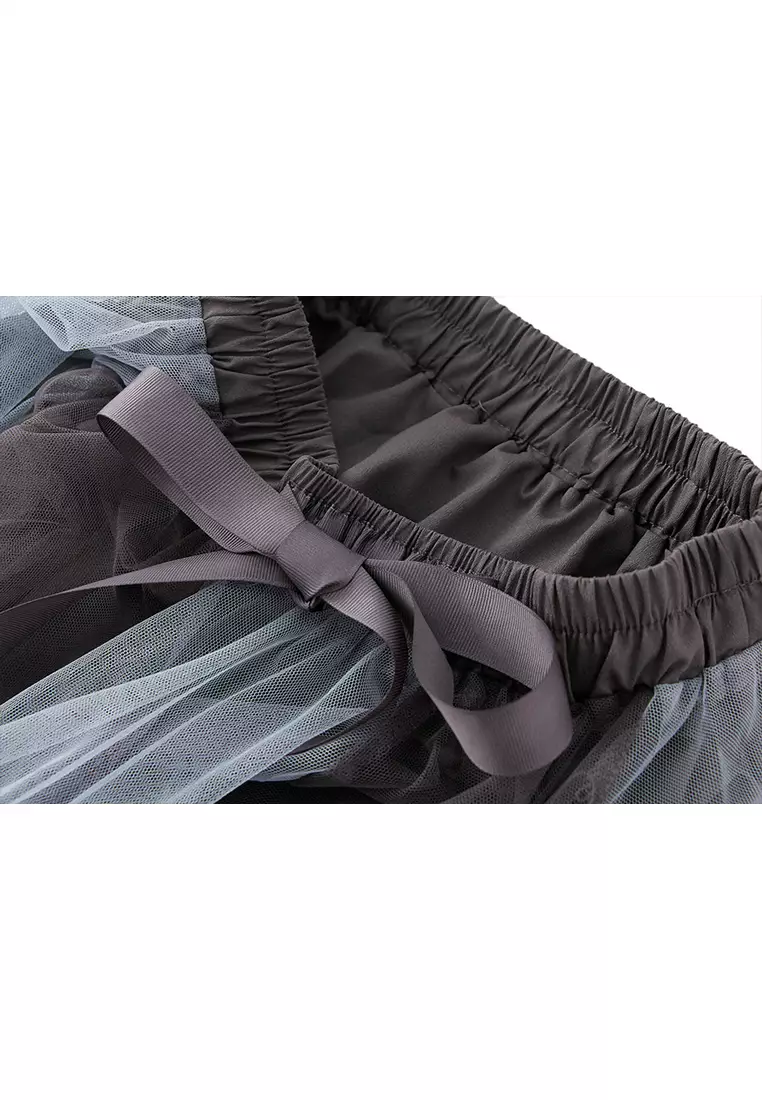 Spring/Summer Contrast Color Maxi Mesh Skirt AF8576