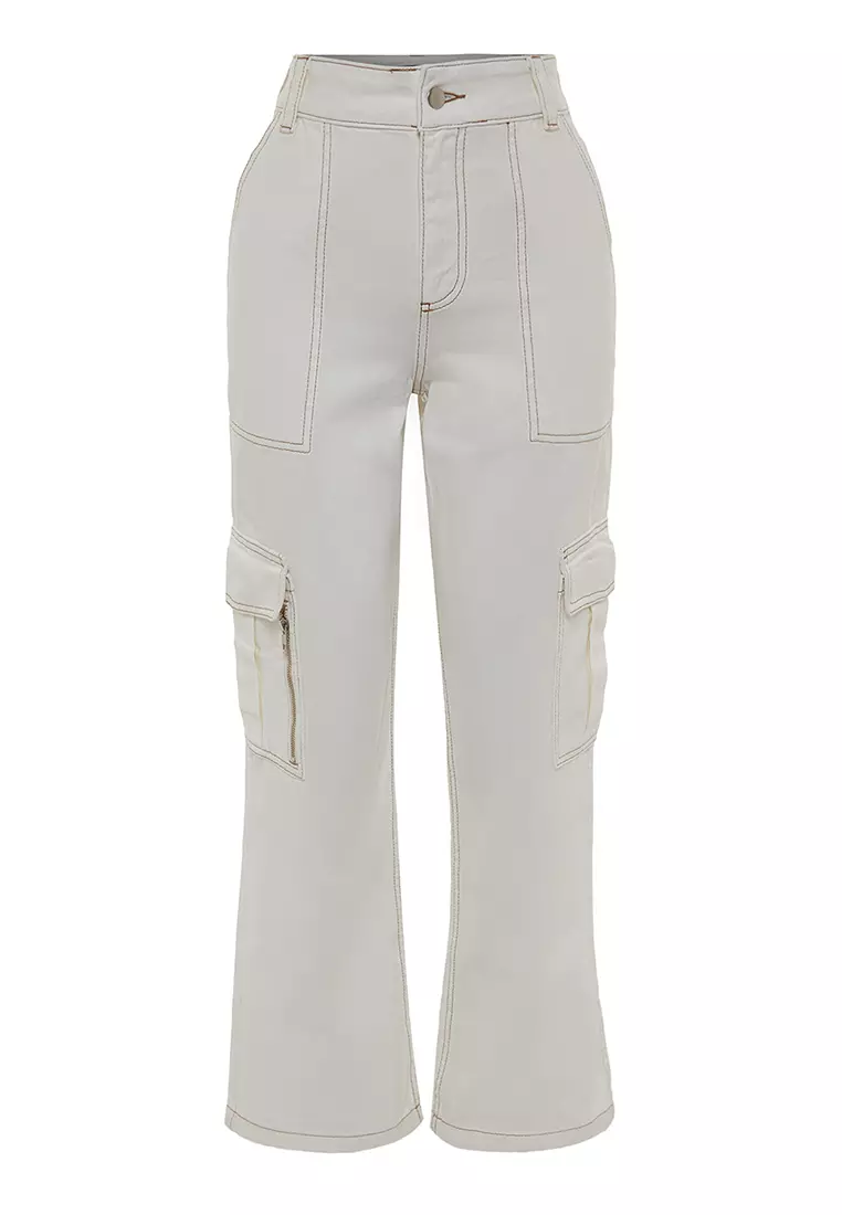 Buy Trendyol High Waist Denim Cargo Pants 2024 Online ZALORA