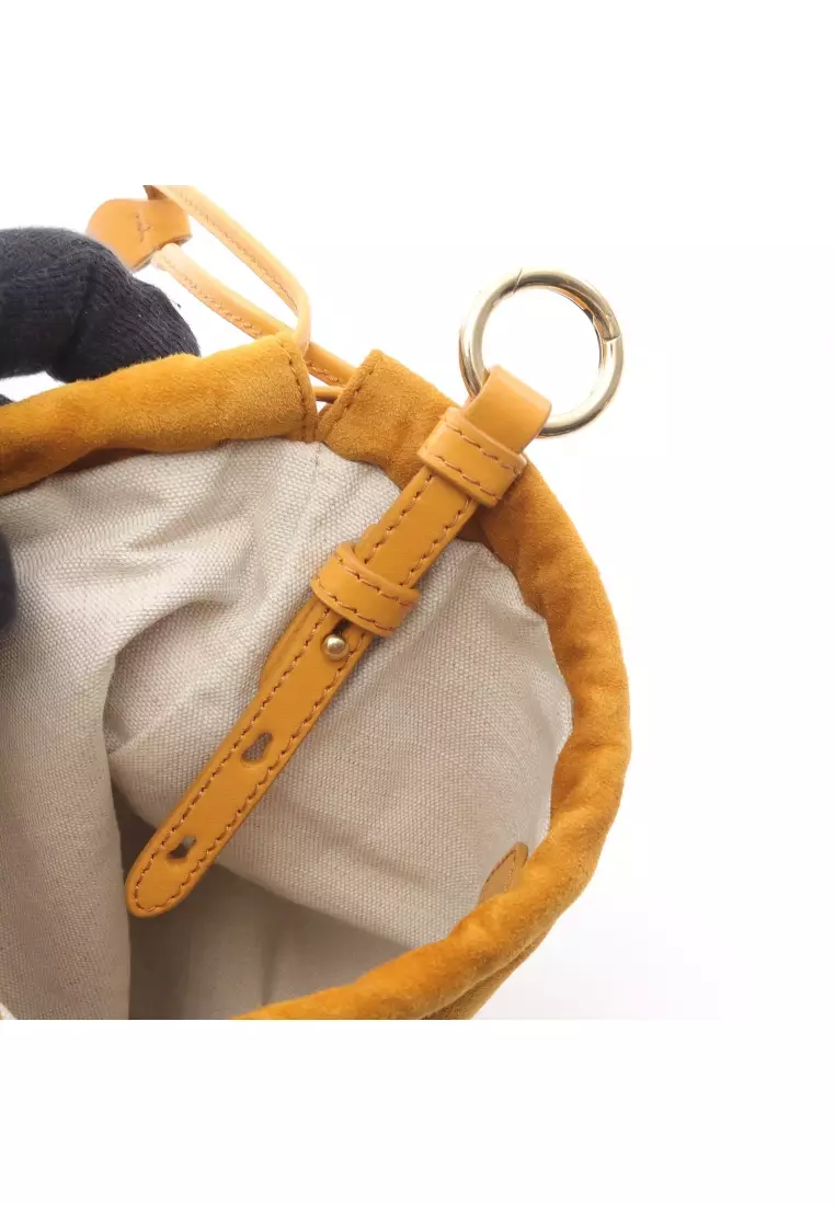 Pre-Loved MIU MIU CAMOSCIO Pouch suede Yellow brown