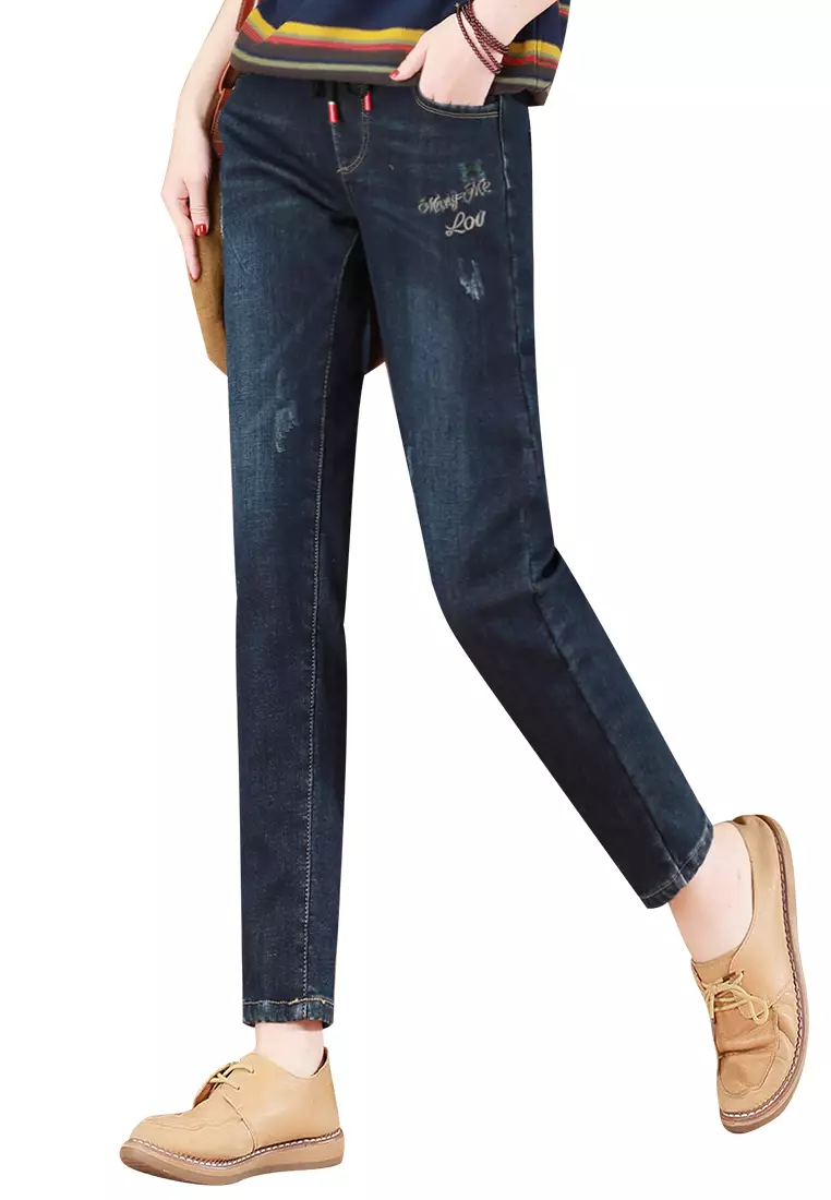 Girls frayed top jeans