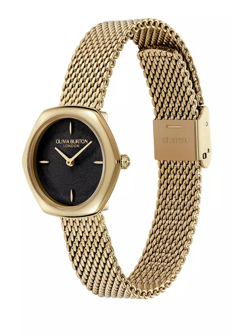 Olivia Burton Signature Charing Black & Gold Mesh 28mm - 24000287