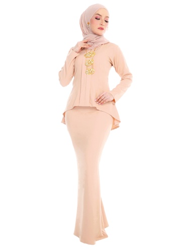 SARIMA white and brown and yellow and beige Kebaya Muslimah Fashion Cream Beige Light Brown FA615AA39F30A1GS_1