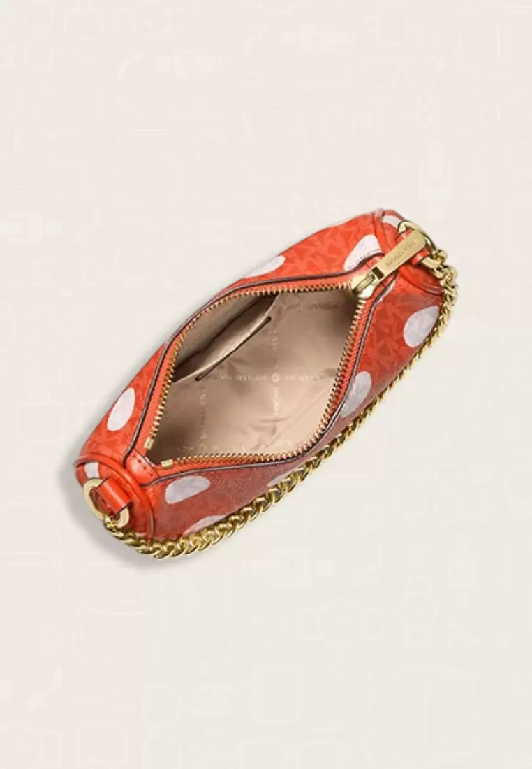 Michael Kors Carmela Small Polka Dot and Signature Logo Pochette Red Clay
