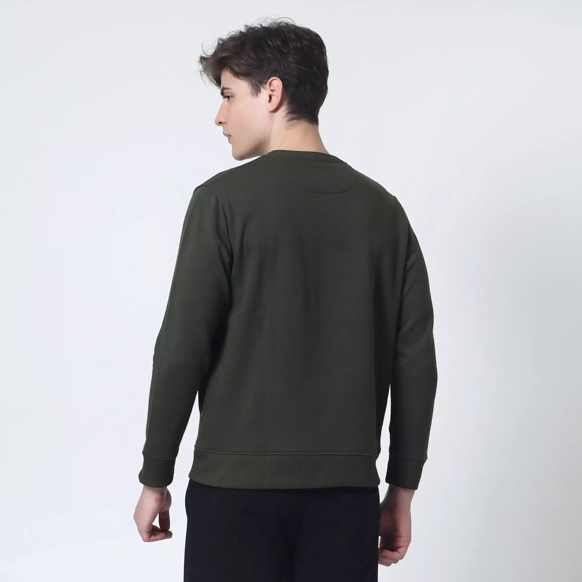 Cotton Well Coofy Crewneck Sweatshirt with Hidden Pocket Army | Sweater Polos Kantong Tersembunyi Hijau