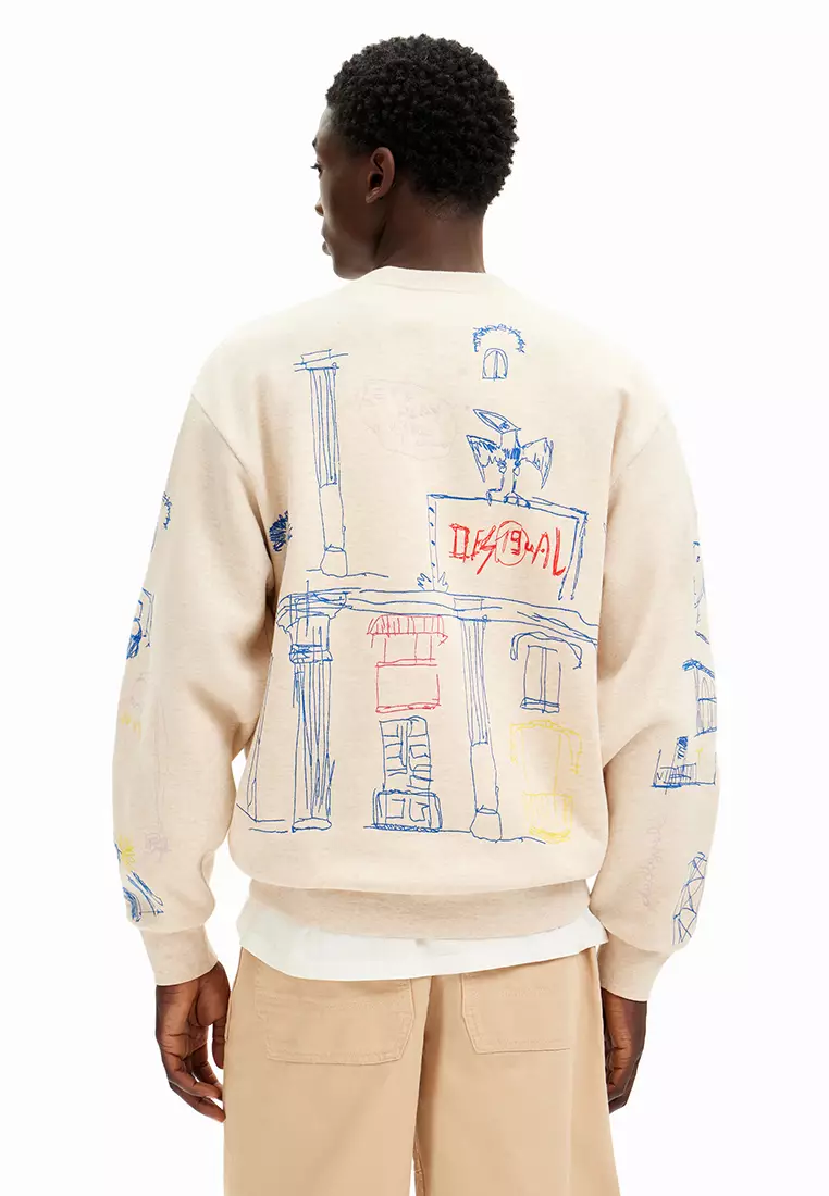 Desigual Man Sweatshirt with illustration design.